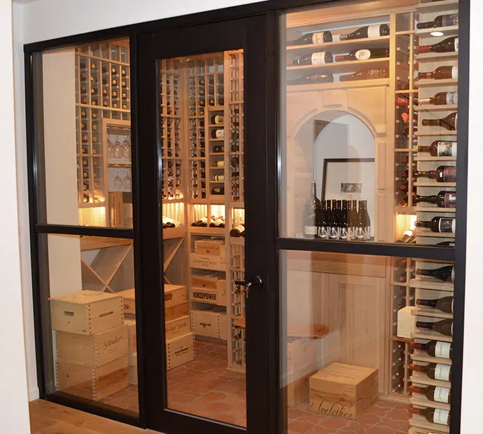 custom wine cellar glass enclosed